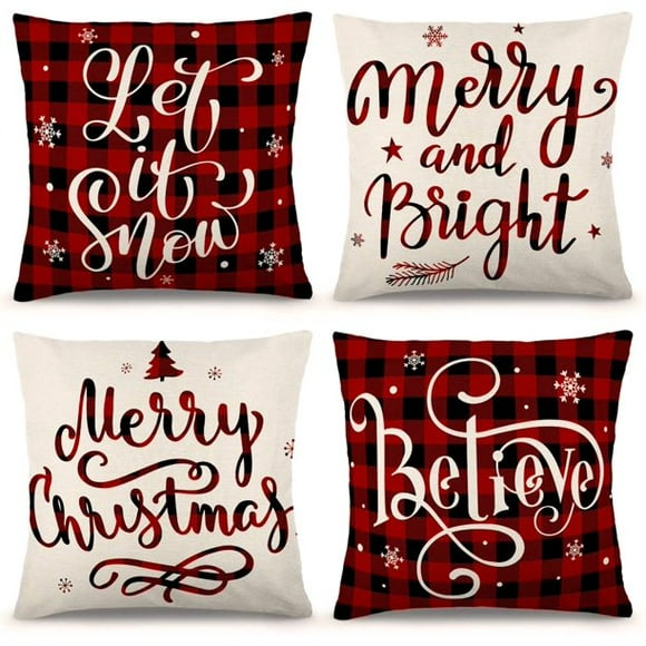 VAKADO Christmas Gold Decor Xmas Reindeer Throw Pillow Covers Red Winter Deer Outdoor Home Decorative Cushion Tree Snowflake Holiday Decoration for Couch Sofa 18X18 Set of 4 VAKADO Christmas Gold Decor Xmas Reindeer Throw Pillow Covers Red Winter Deer Outdoor Home Decorative Cushion Tree Snowflake Holiday Decoration for Couch Sofa 18X18 Set of 4
